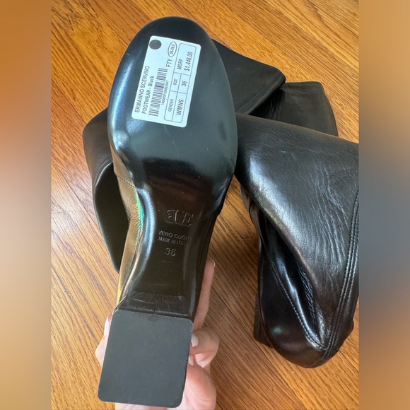 $1446 Ermanno Scervino Croc Effect Block Heel Tall‎ Over the Knee leather boots - Picture 9 of 10